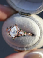 2 caret pear center lab grown with Briar moon three stone rings DisneyValley