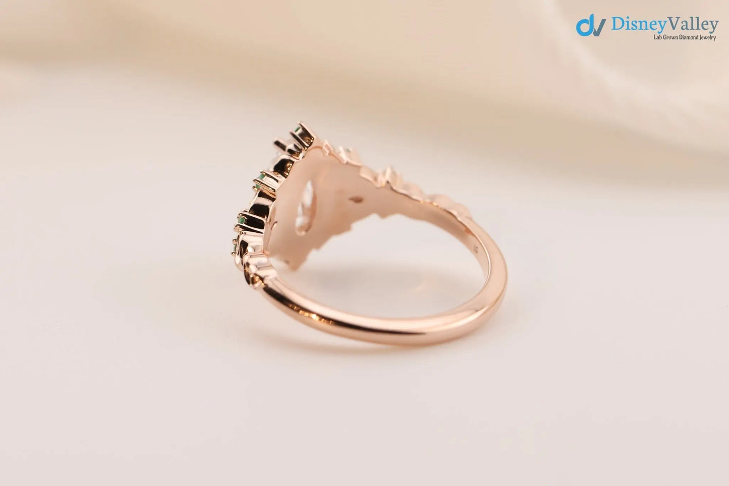 2 caret pear center lab grown with Briar moon three stone rings DisneyValley
