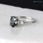 2 caret  smokey Grey Lab Grown Diamond Three Stone Wedding Ring - DisneyValley