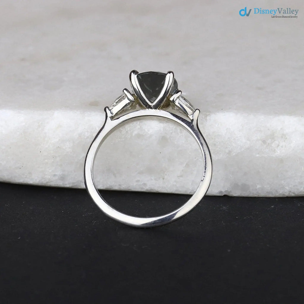 2 caret  smokey Grey Lab Grown Diamond Three Stone Wedding Ring - DisneyValley