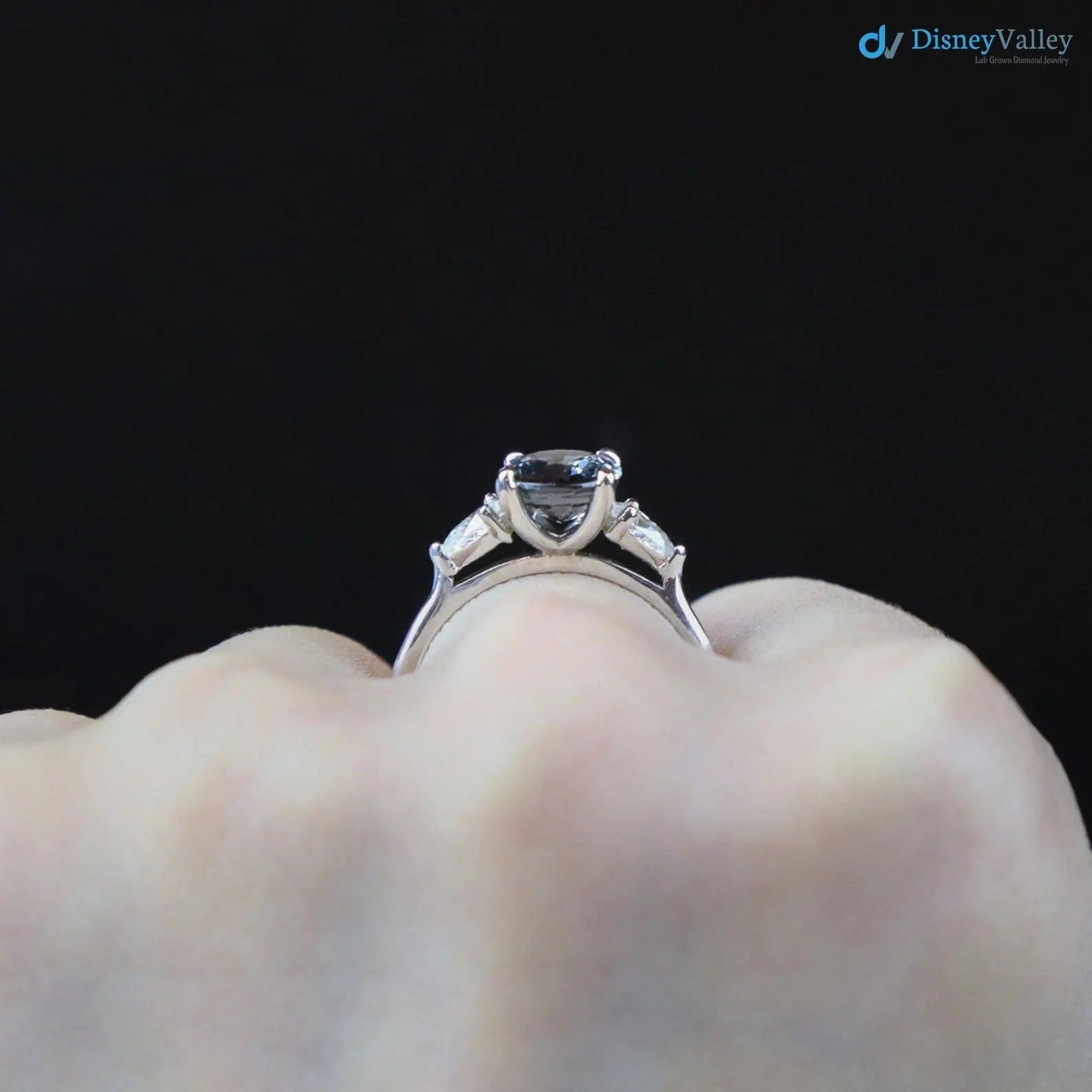 2 caret  smokey Grey Lab Grown Diamond Three Stone Wedding Ring - DisneyValley