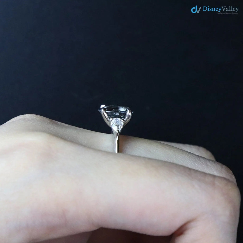2 caret  smokey Grey Lab Grown Diamond Three Stone Wedding Ring - DisneyValley