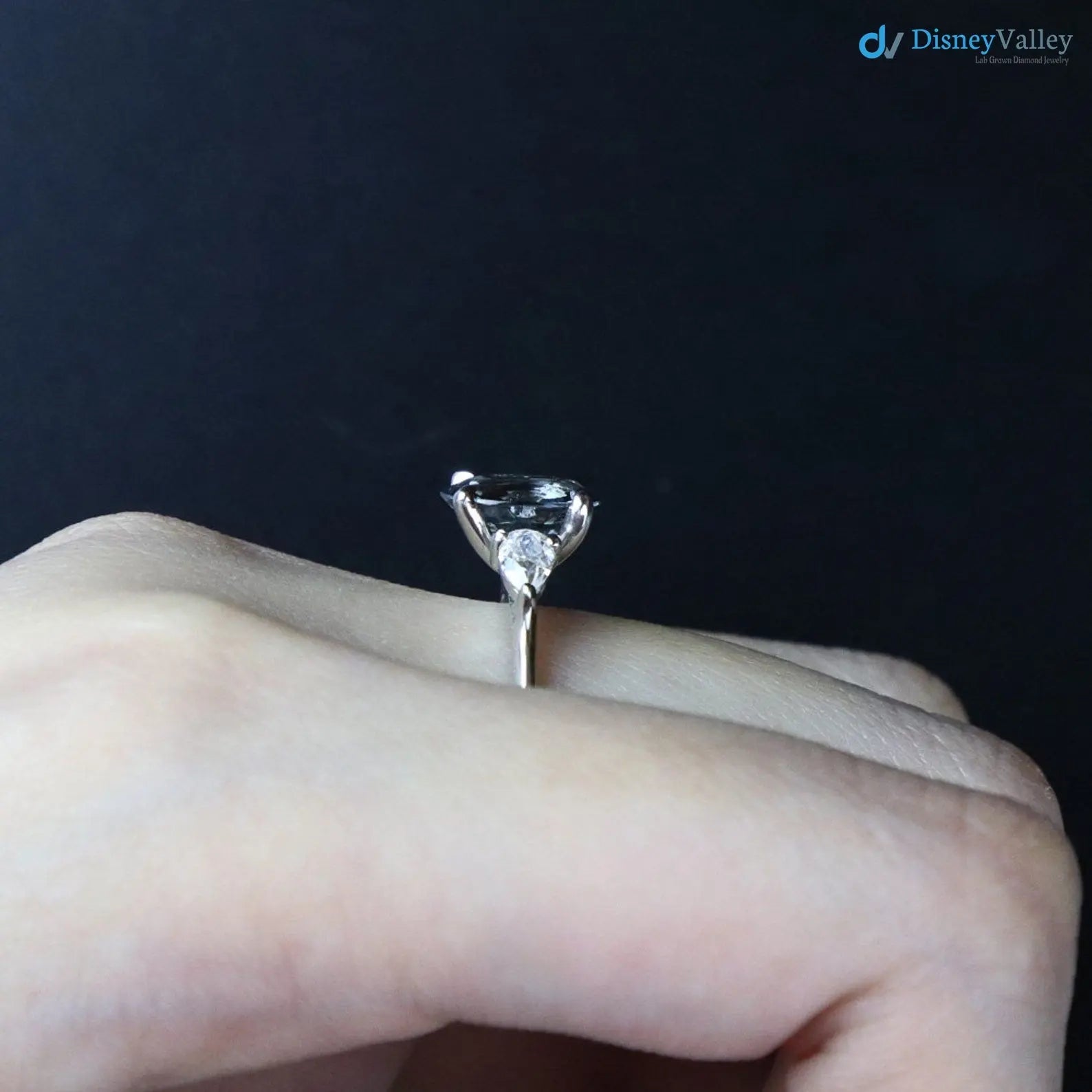 2 caret  smokey Grey Lab Grown Diamond Three Stone Wedding Ring - DisneyValley