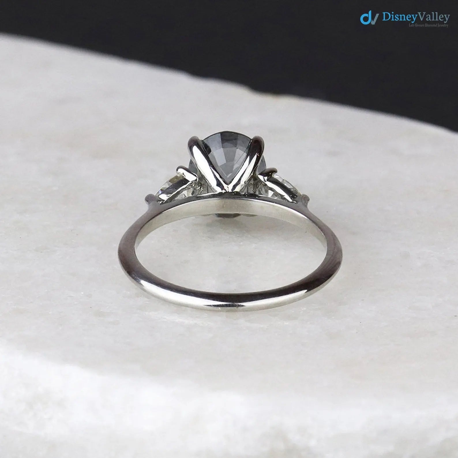 2 caret  smokey Grey Lab Grown Diamond Three Stone Wedding Ring - DisneyValley