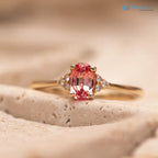 2 caret vivid Orange pink color lab grown diamond cluster engagement ring - DisneyValley