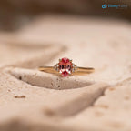 2 caret vivid Orange pink color lab grown diamond cluster engagement ring - DisneyValley