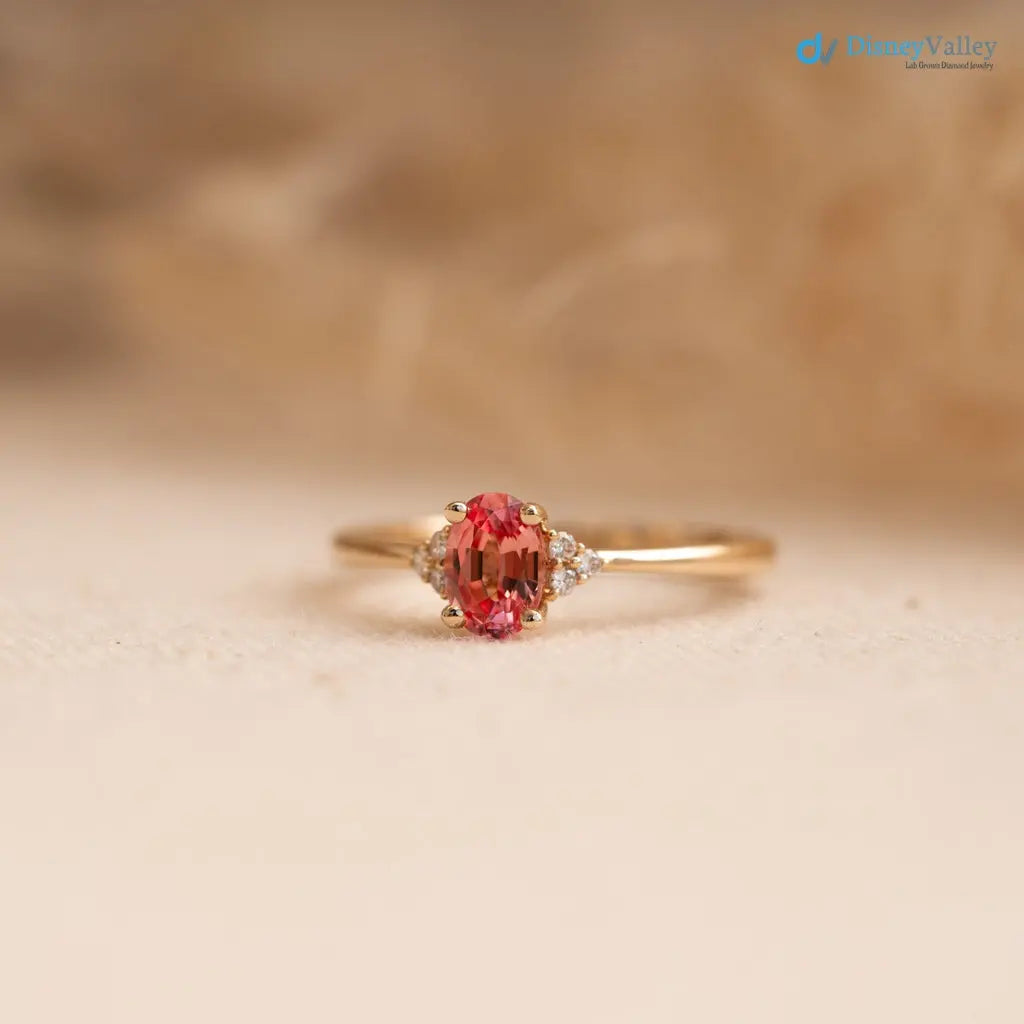 2 caret vivid Orange pink color lab grown diamond cluster engagement ring - DisneyValley