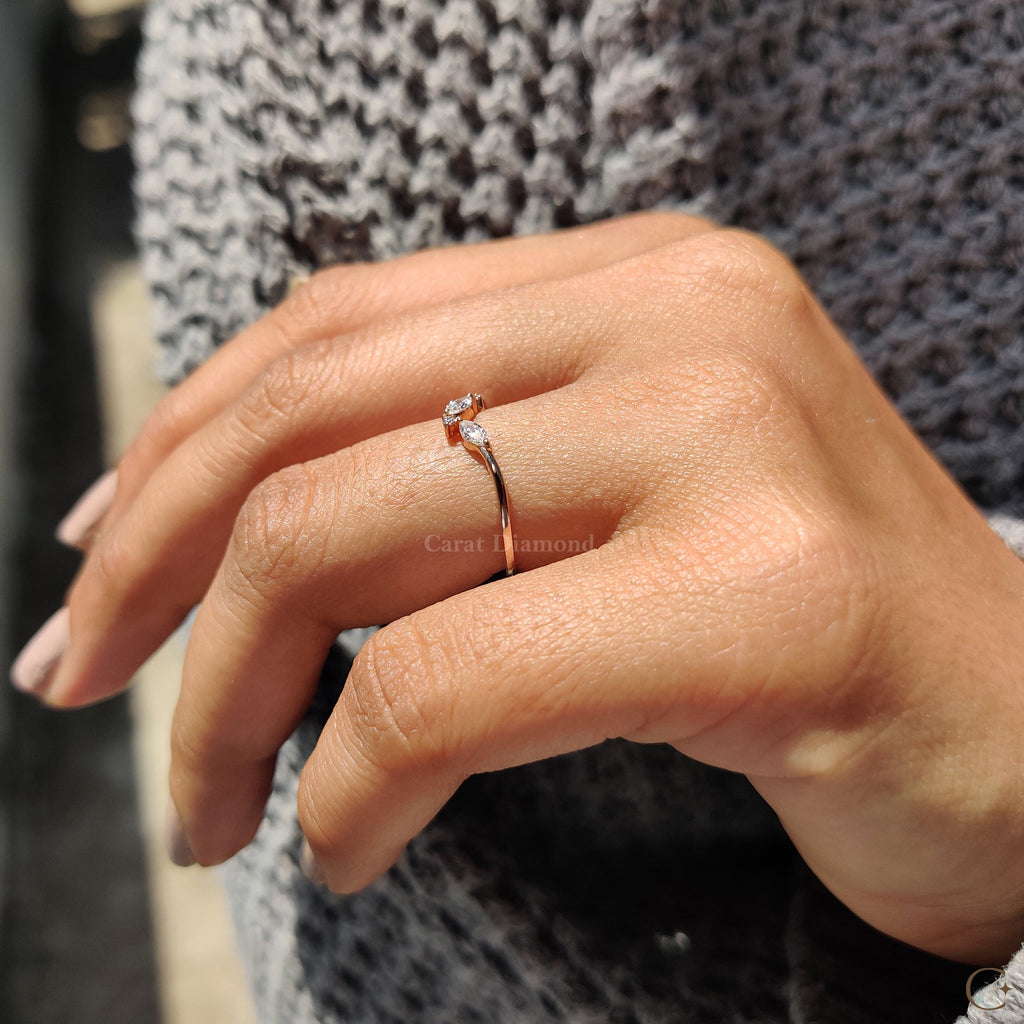 Marquise And Round Wedding Band In Chevron Style