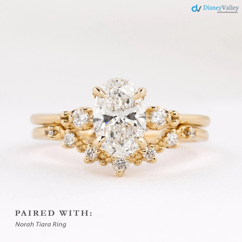 2 ct Oval Brilliant Cut Lab Diamond Three Stone Engagement Ring DisneyValley