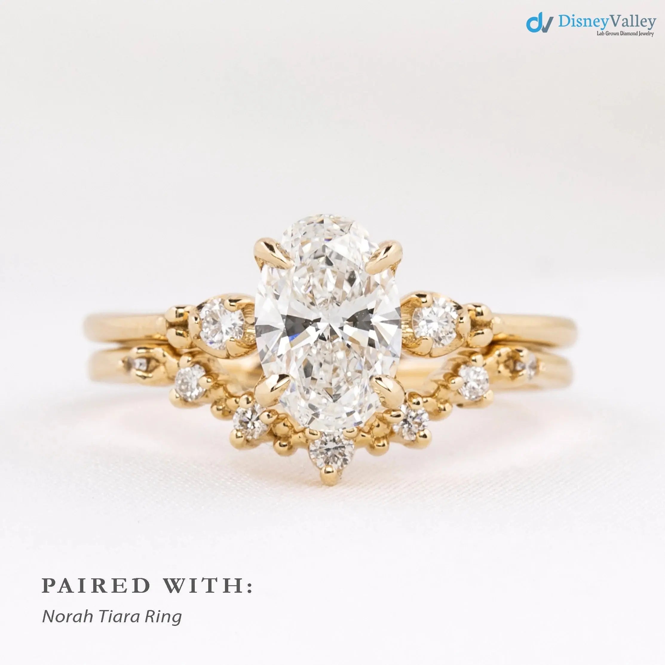 2 ct Oval Brilliant Cut Lab Diamond Three Stone Engagement Ring DisneyValley