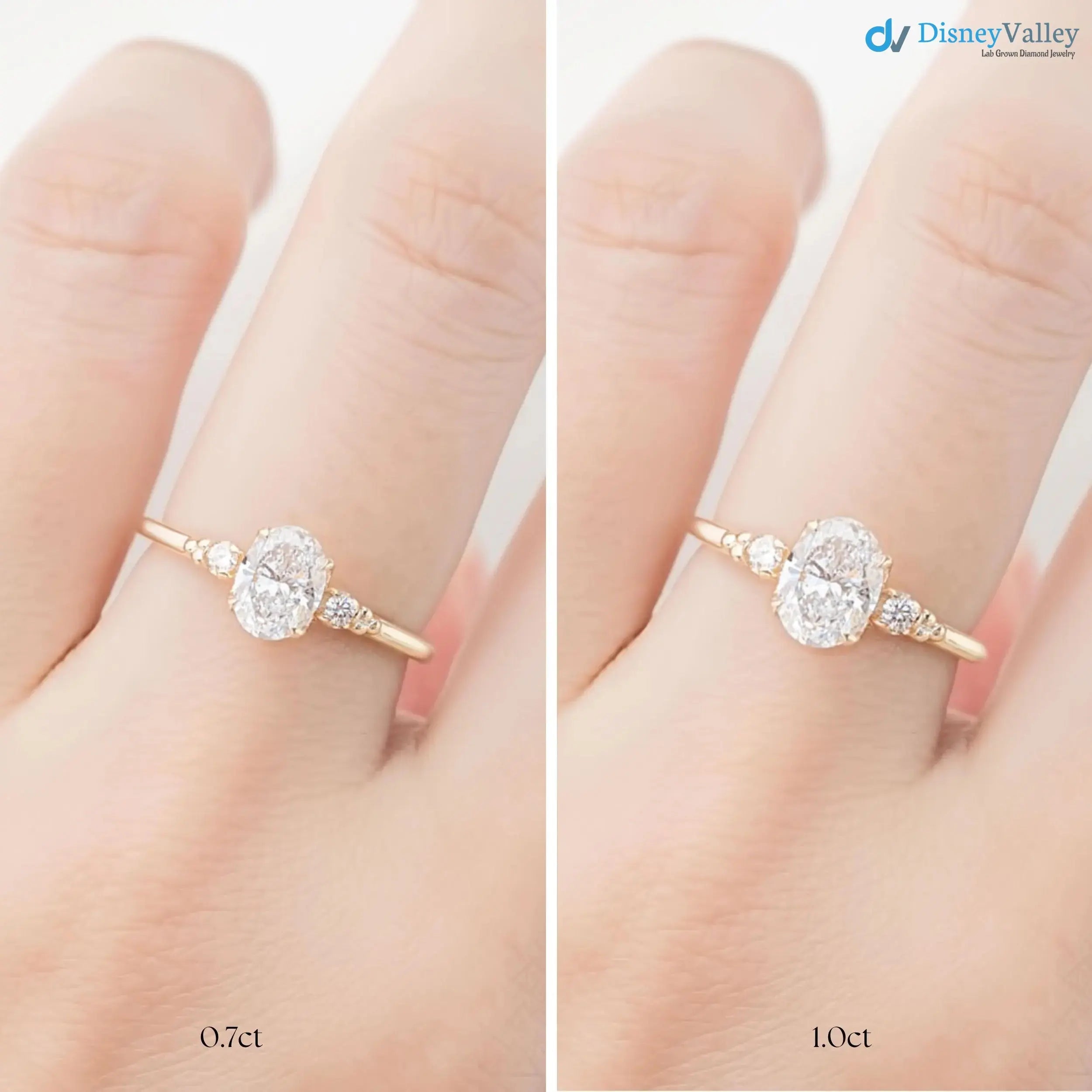 2 ct Oval Brilliant Cut Lab Diamond Three Stone Engagement Ring DisneyValley