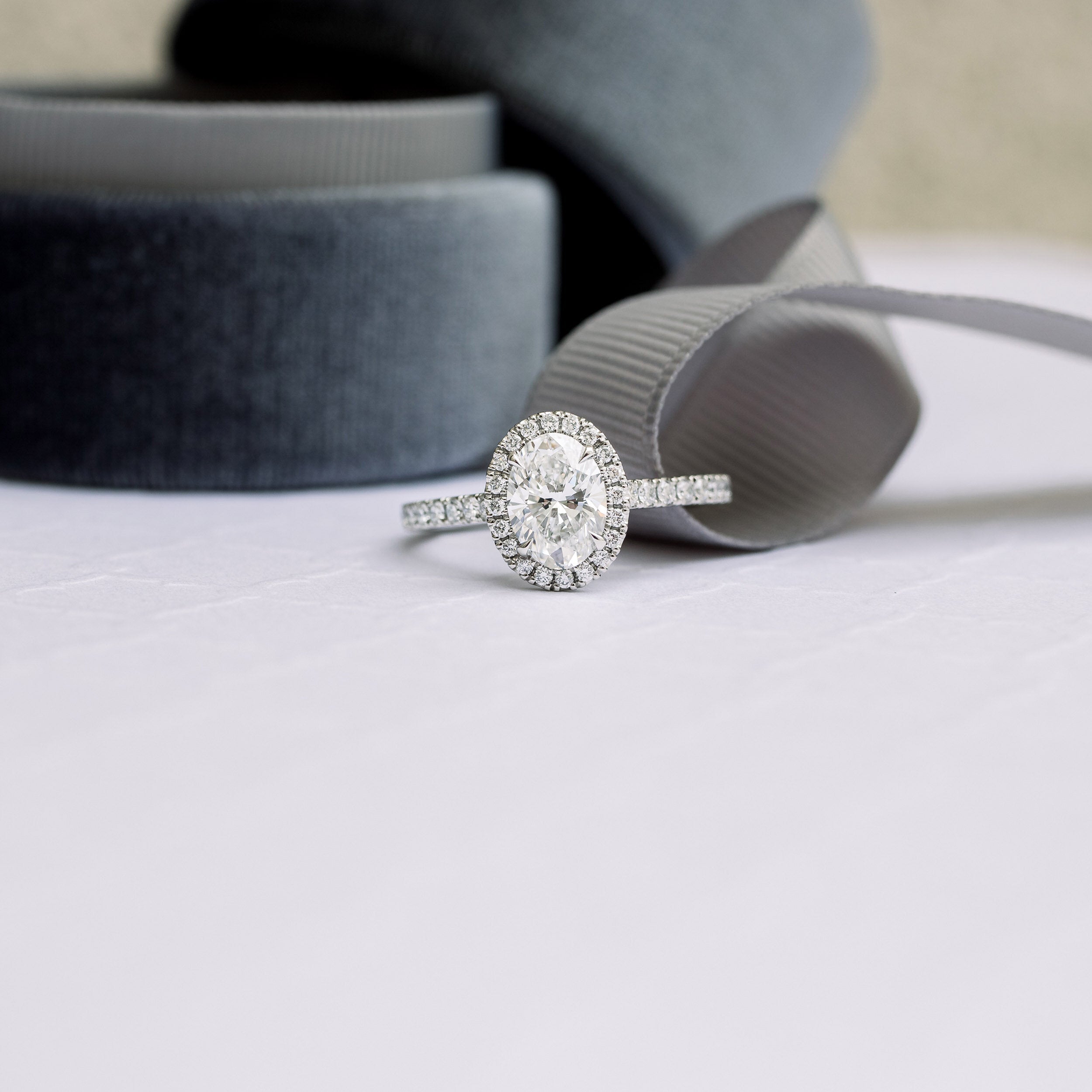 2.15 CT Oval Moissanite Halo Setting Engagement Ring
