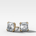 2 CTW Asscher Cut Double Point Prong Diamond Studs