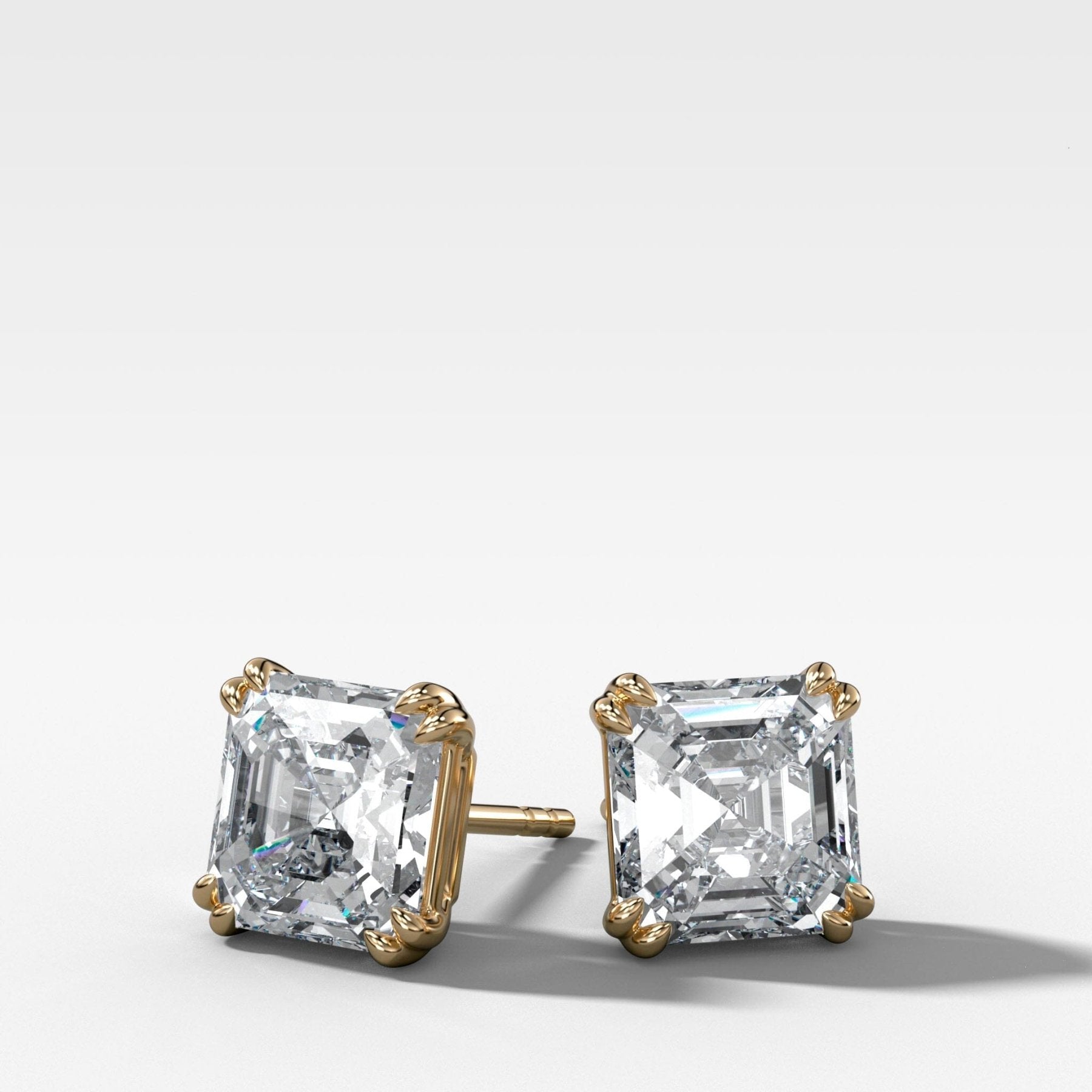 2 CTW Asscher Cut Double Point Prong Diamond Studs