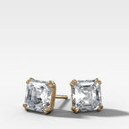 Asscher Cut Double Point Prong Diamond Studs