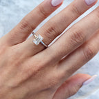 1.30 CT Emerald Cut Moissanite Hidden Halo Diamond Engagement Ring