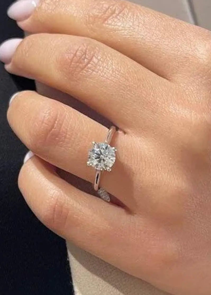 2.00 Carat Certified Round Cut Lab Grown Minimalist Solitaire Diamond Engagement Ring - DisneyValley Main image