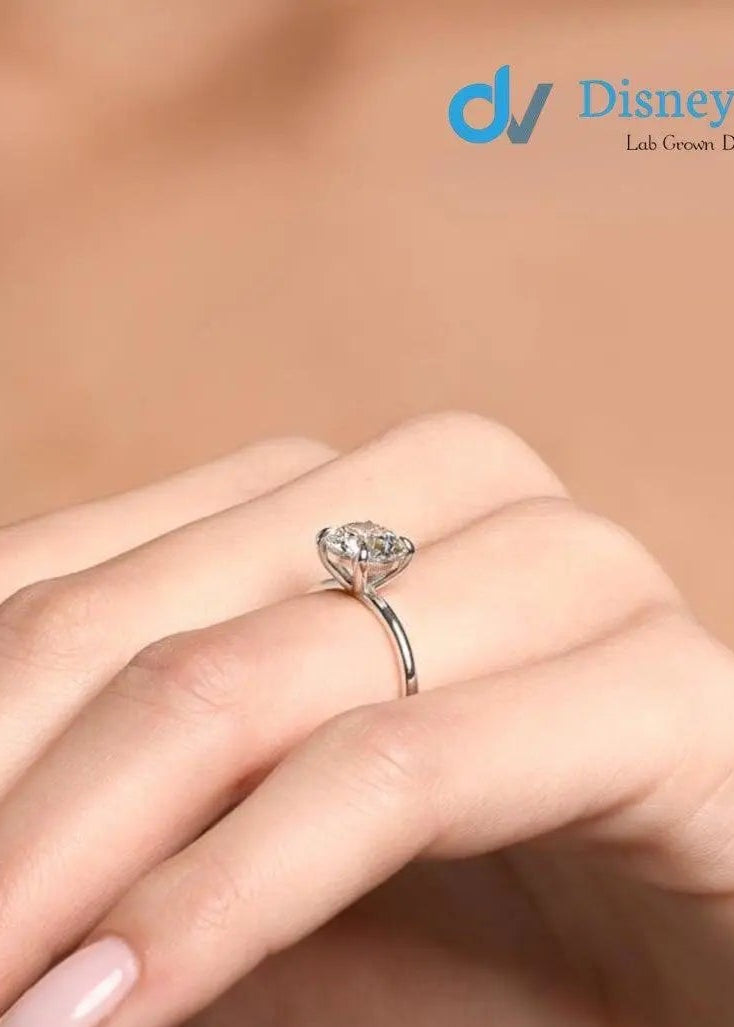 2.00 Carat Certified Round Cut Lab Grown Minimalist Solitaire Diamond Engagement Ring - DisneyValley