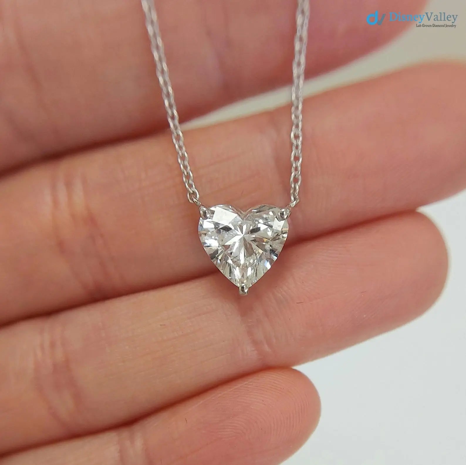 2.00 Ct Heart Cut Diamond Solitaire  Necklace DisneyValley