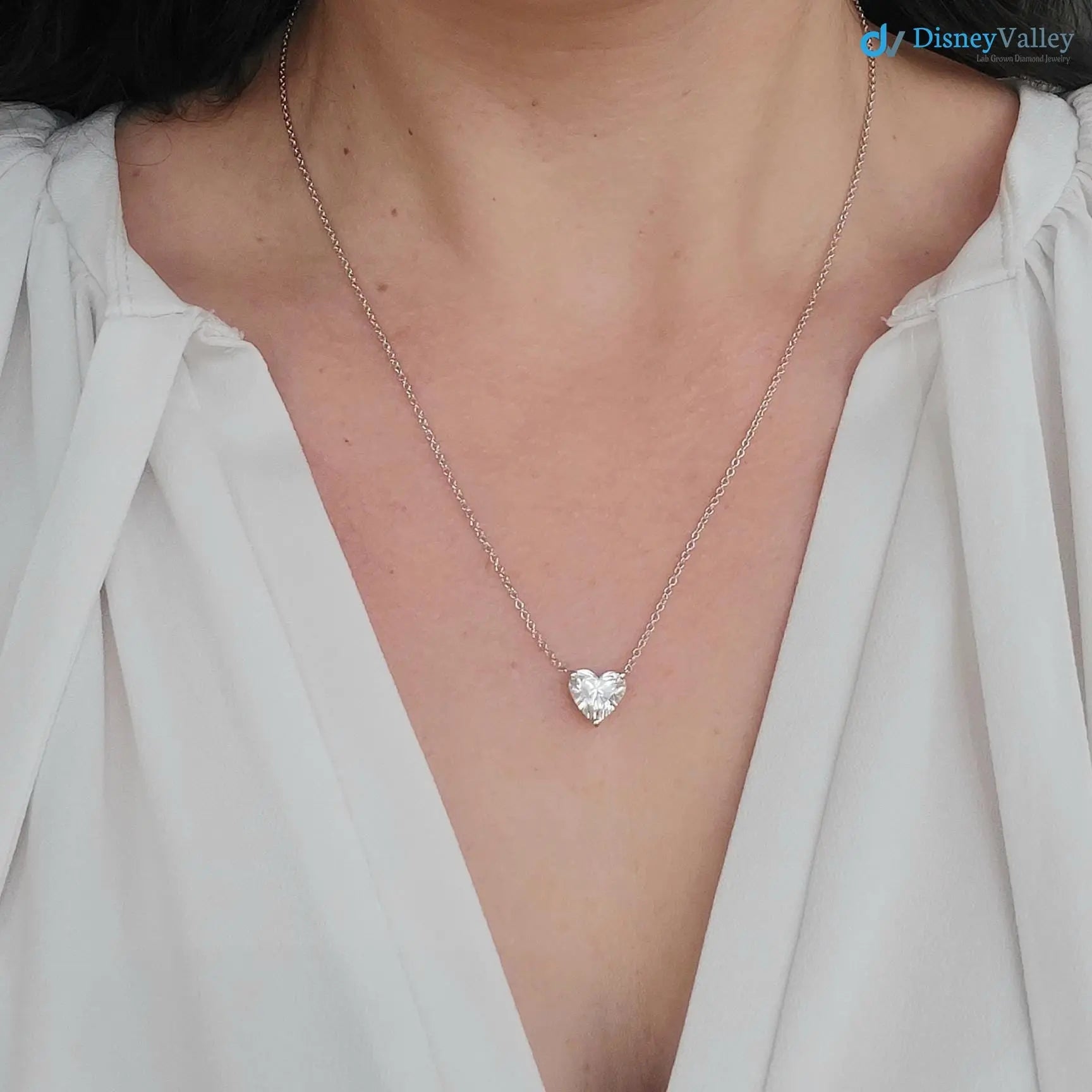 2.00 Ct Heart Cut Diamond Solitaire  Necklace DisneyValley