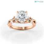 2.00CT Round Lab Diamond Engagement Ring – Twisted Vine Marquise Accents, 14K Gold, Nature-Inspired Bridal Jewelry DisneyValley