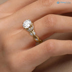 2.00CT Round Lab Diamond Engagement Ring – Twisted Vine Marquise Accents, 14K Gold, Nature-Inspired Bridal Jewelry DisneyValley