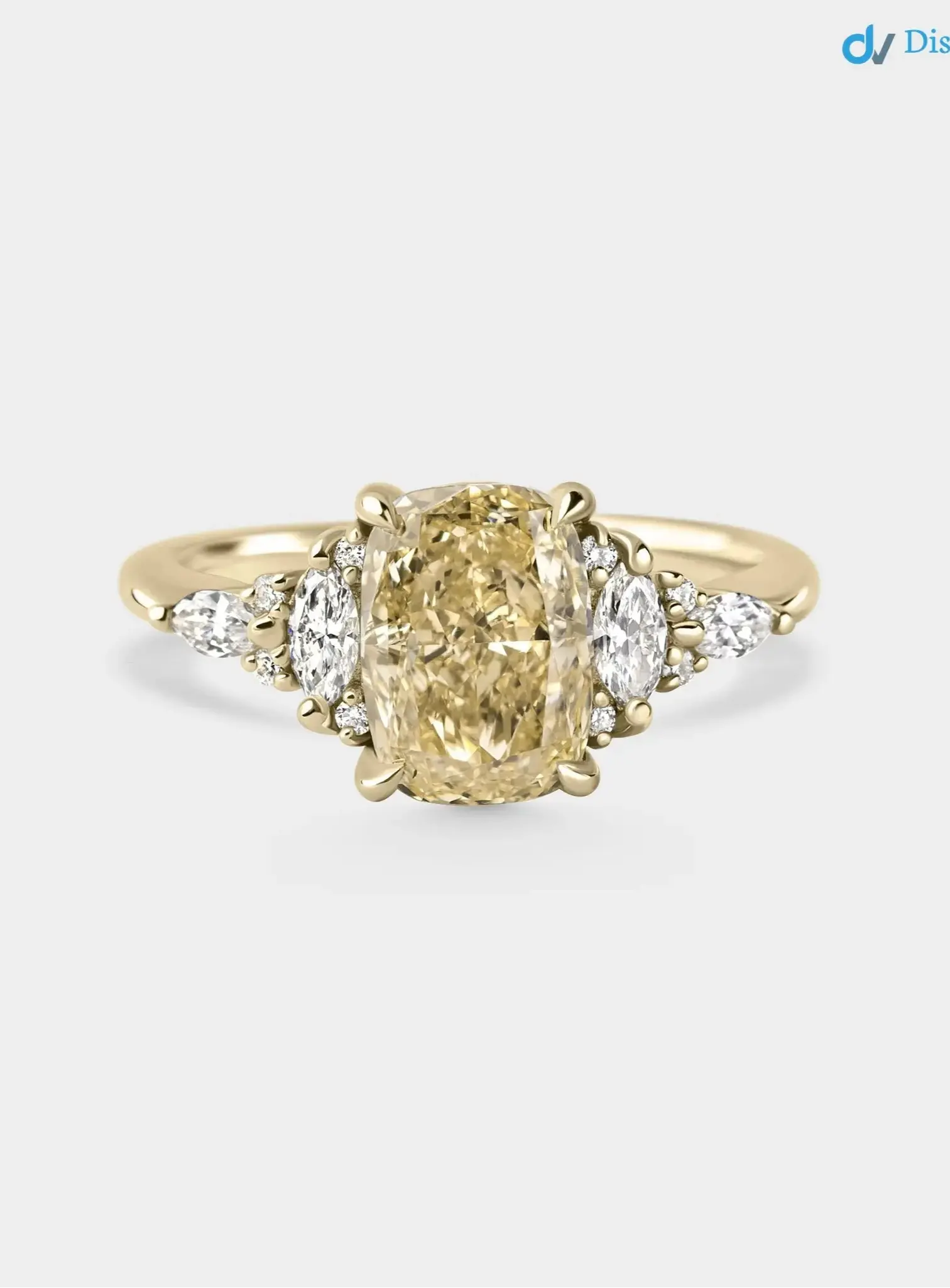 2.02ct Symmetrical Cluster of Yellow Lab Grown Diamond engagement rings DisneyValley Main image