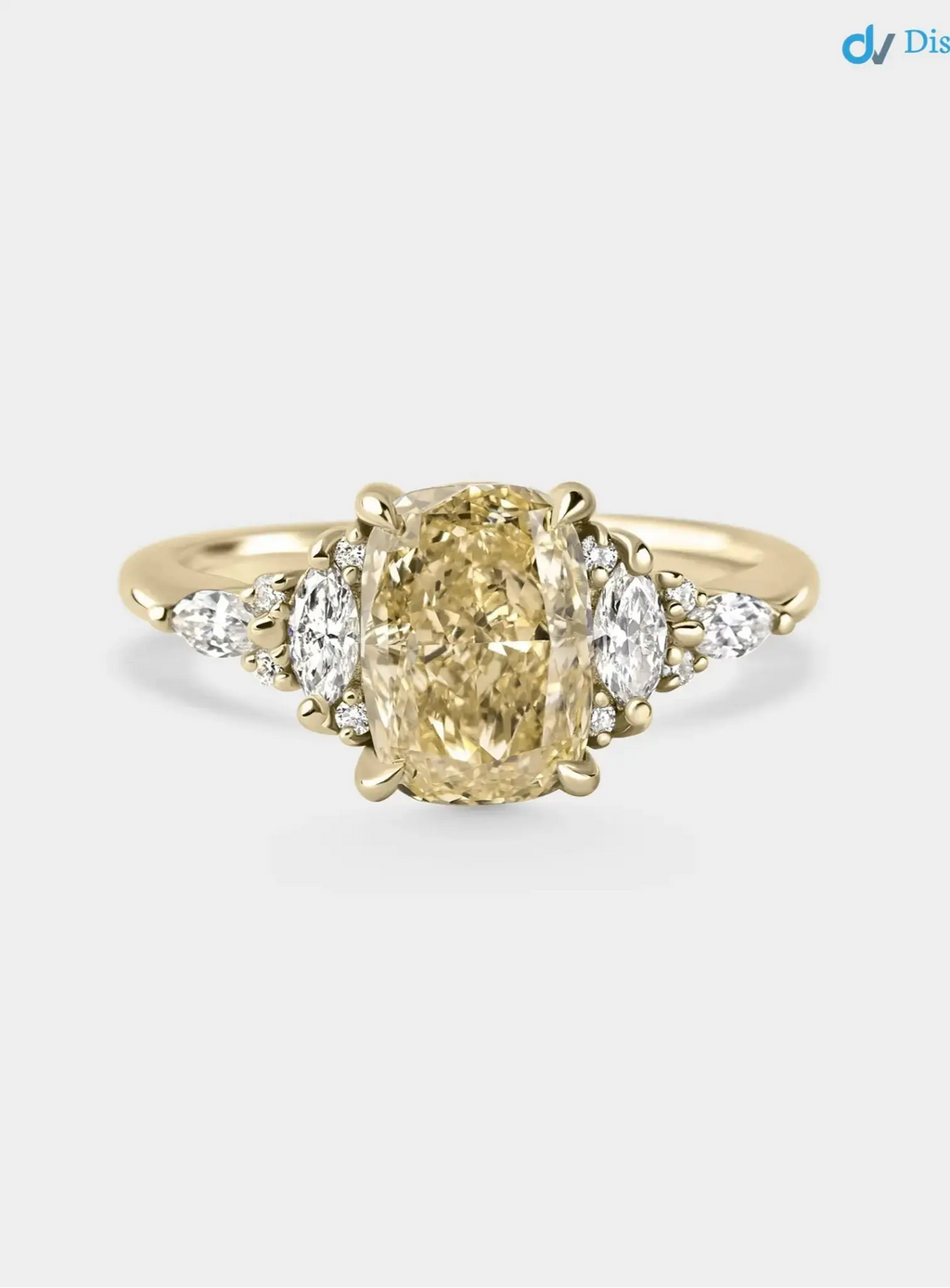 2.02ct Symmetrical Cluster of Yellow Lab Grown Diamond engagement rings DisneyValley