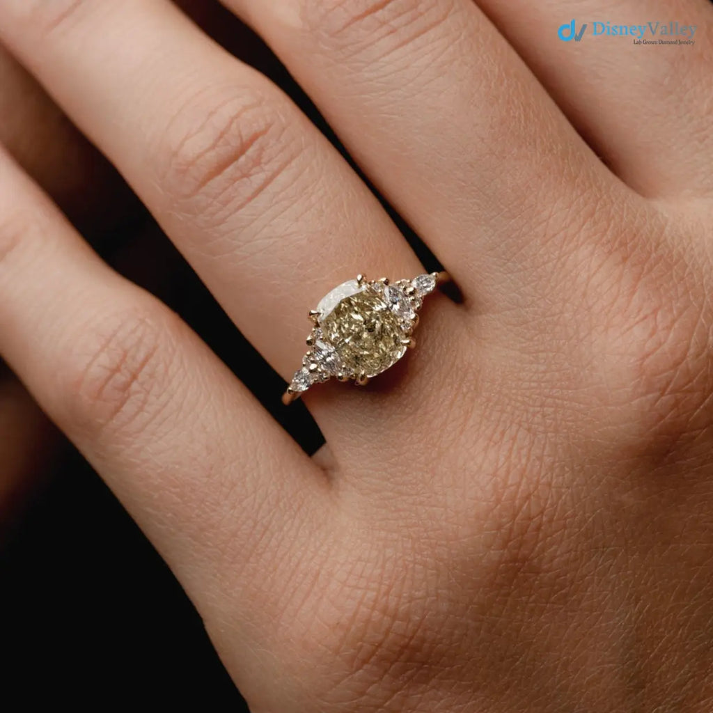 2.02ct Symmetrical Cluster of Yellow Lab Grown Diamond engagement rings DisneyValley