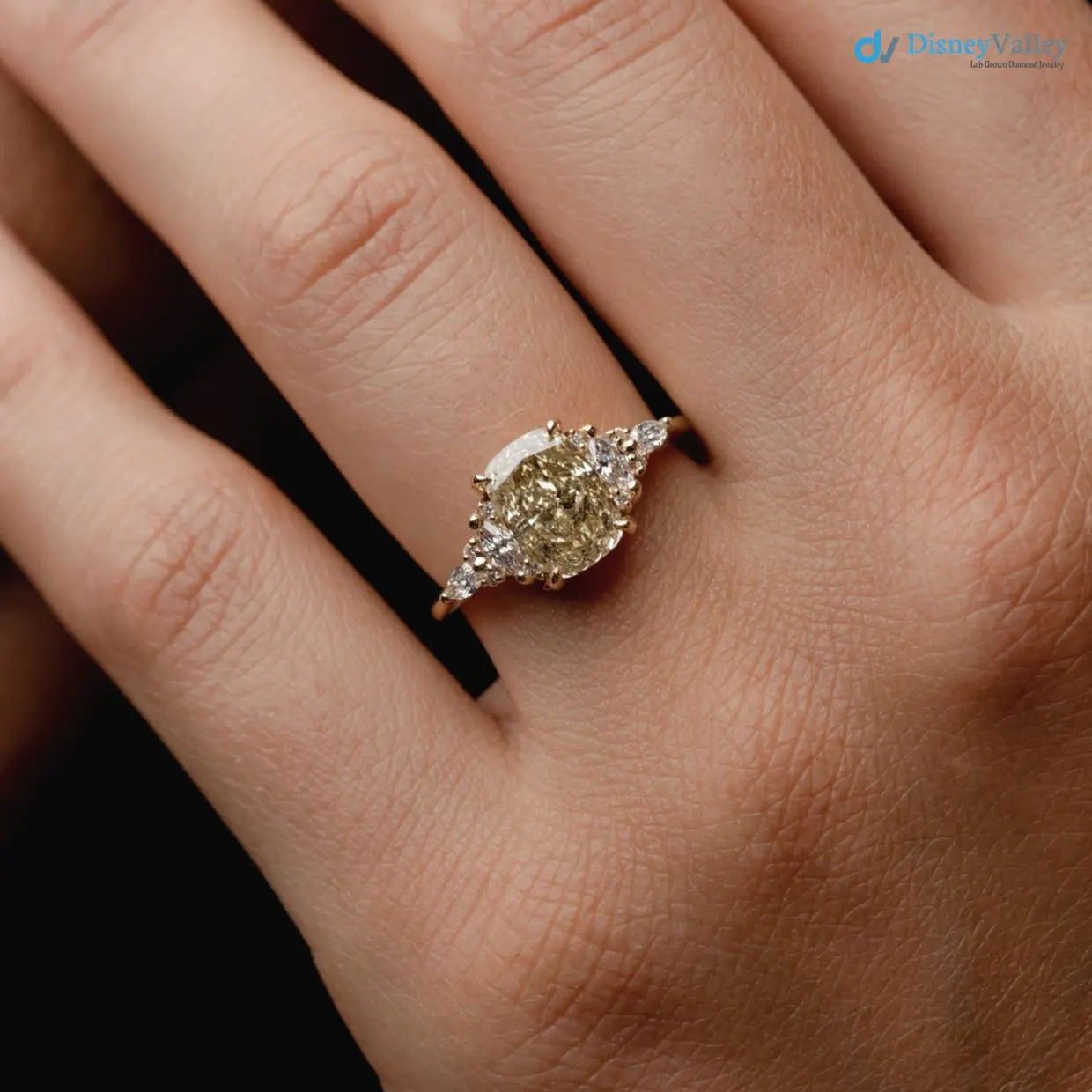 2.02ct Symmetrical Cluster of Yellow Lab Grown Diamond engagement rings DisneyValley