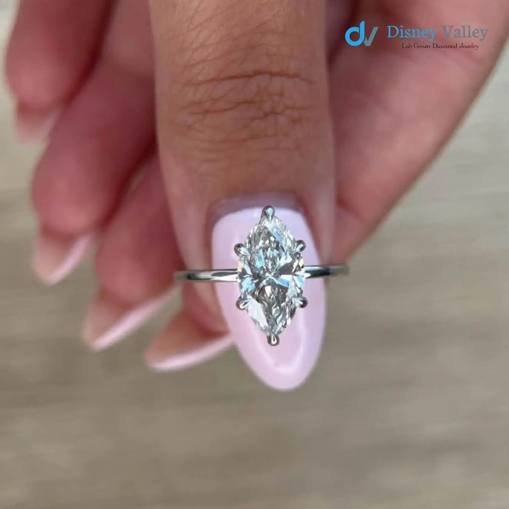 2.10 Carat IGI CERTIFIED Marquise Cut Diamond Solitaire Hidden Halo Engagement Ring - DisneyValley
