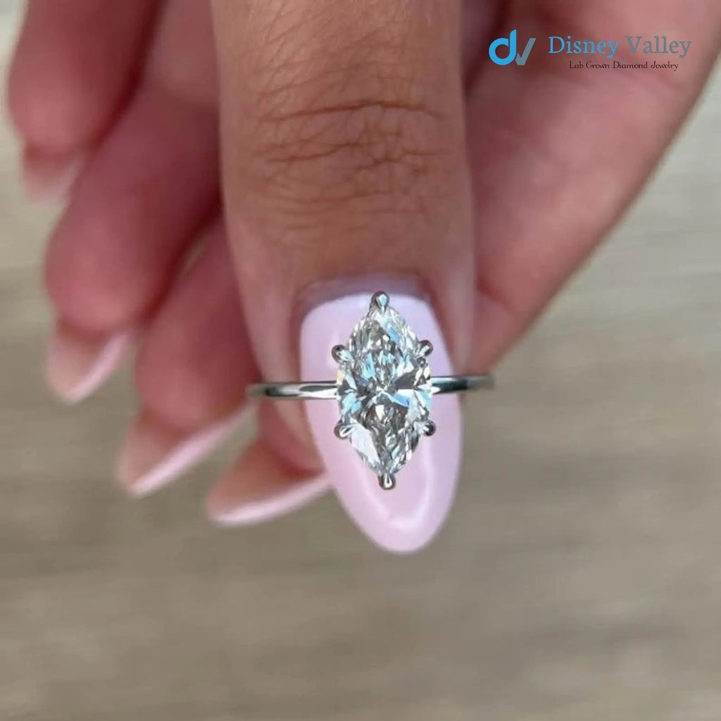 2.10 Carat IGI CERTIFIED Marquise Cut Diamond Solitaire Hidden Halo Engagement Ring - DisneyValley