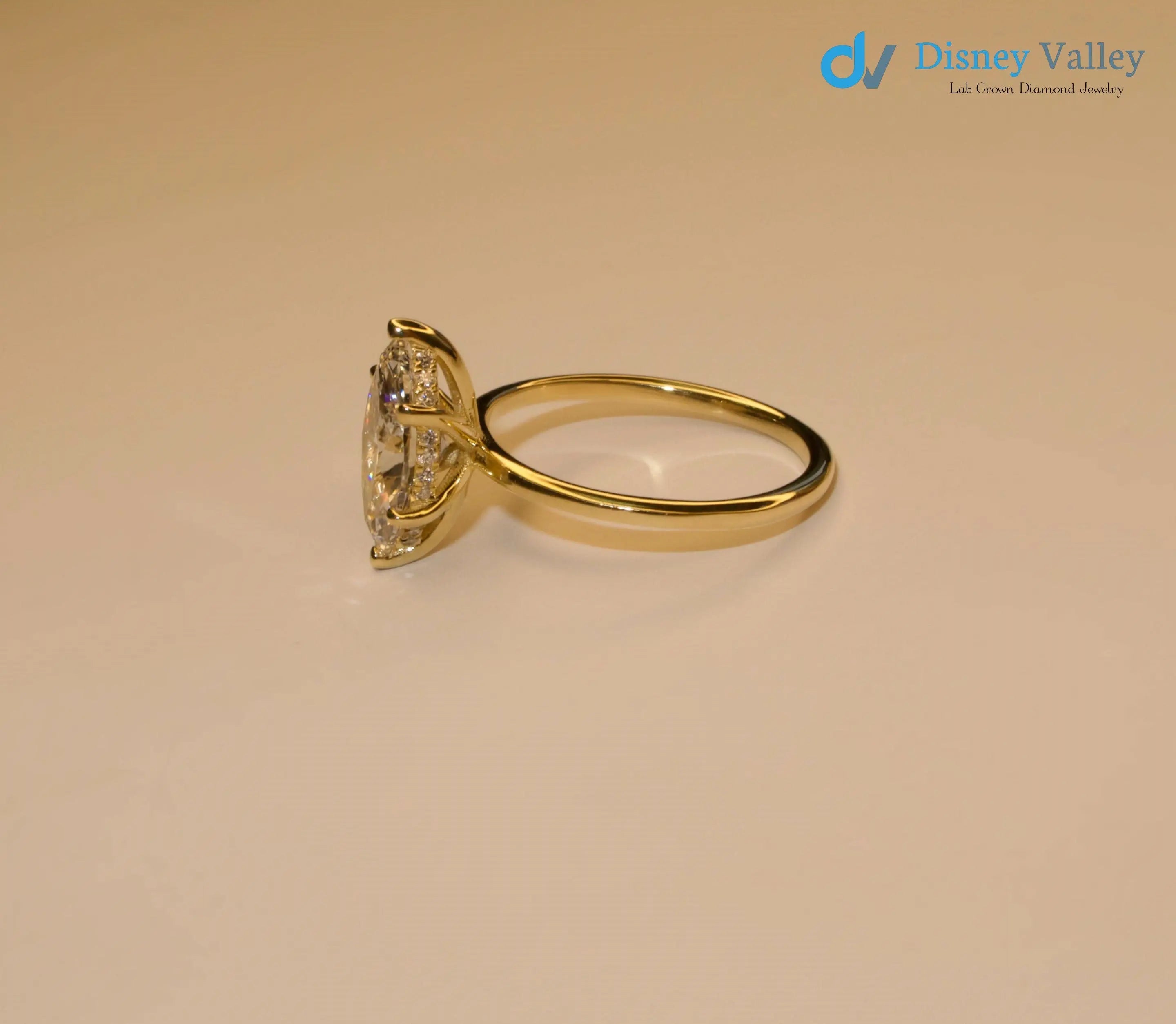 2.10 Carat IGI CERTIFIED Marquise Cut Diamond Solitaire Hidden Halo Engagement Ring - DisneyValley