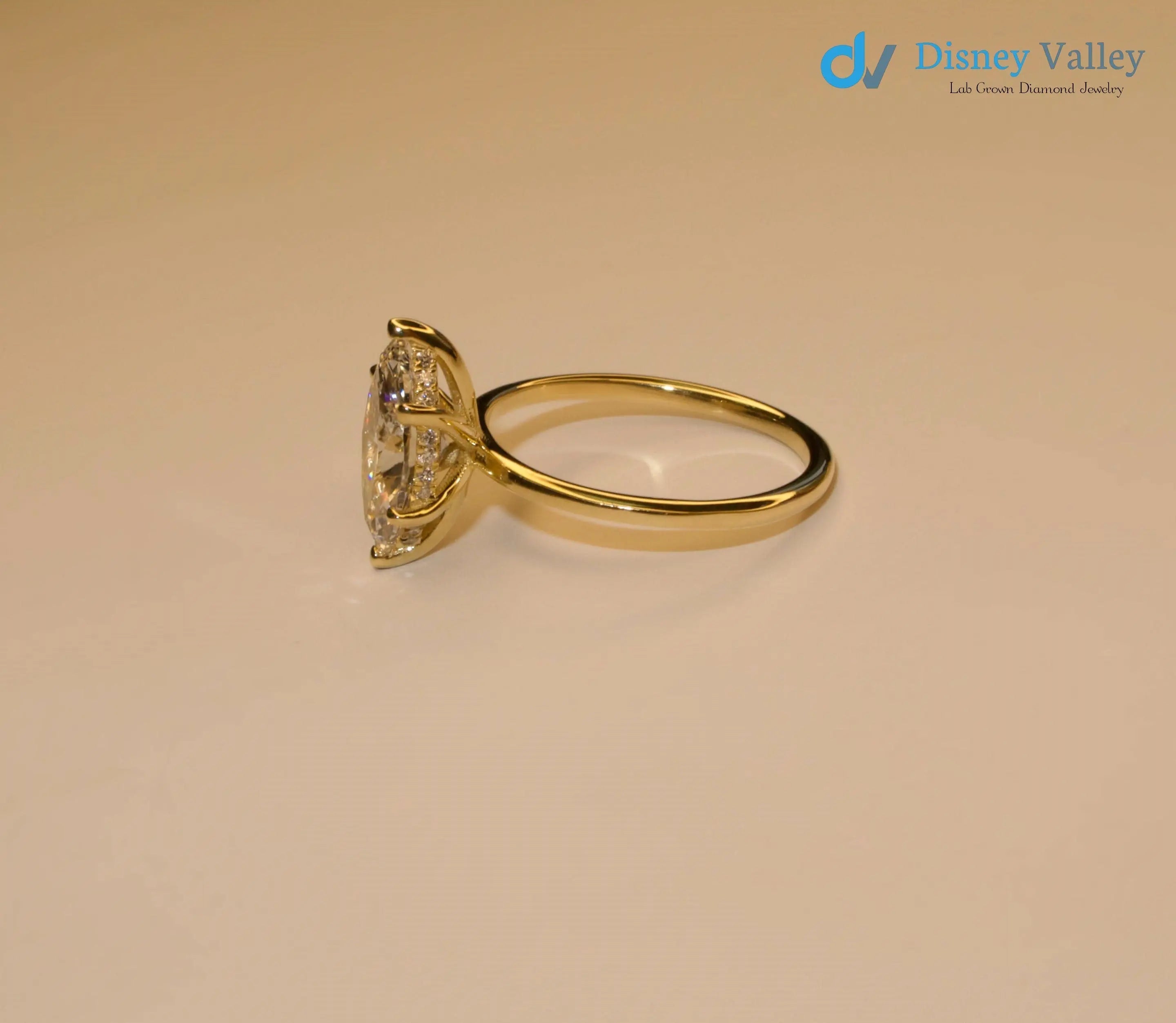 2.10 Carat IGI CERTIFIED Marquise Cut Diamond Solitaire Hidden Halo Engagement Ring - DisneyValley