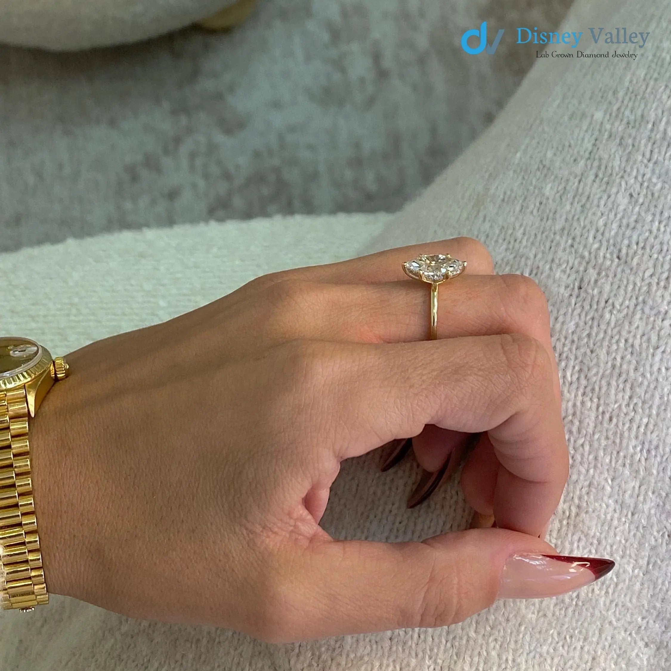 2.10 Carat IGI CERTIFIED Marquise Cut Diamond Solitaire Hidden Halo Engagement Ring - DisneyValley