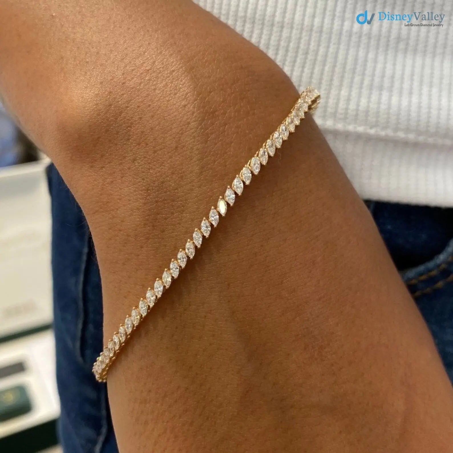 2.20 Carat Certified Marquise Cut Lab Grown Diamond Tennis Bracelet - DisneyValley