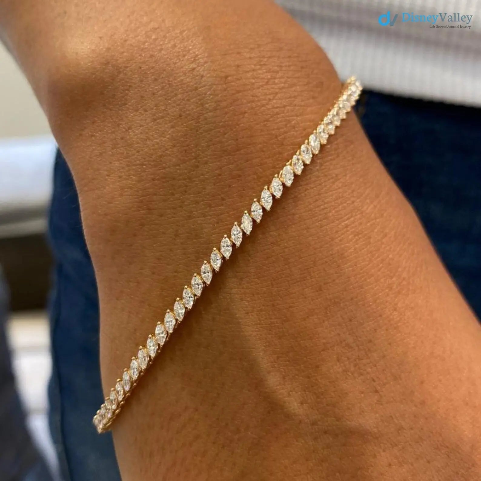 2.20 Carat Certified Marquise Cut Lab Grown Diamond Tennis Bracelet - DisneyValley