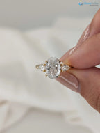 2.20 Carat Oval Diamond with Pear Side Diamonds cluster Engagement Ring - DisneyValley