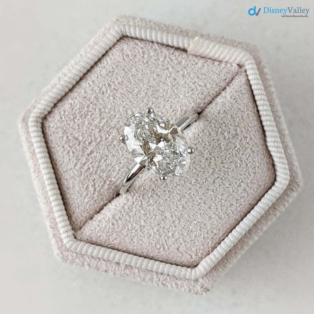 2.20 Carat Oval Diamond with Pear Side Diamonds cluster Engagement Ring - DisneyValley