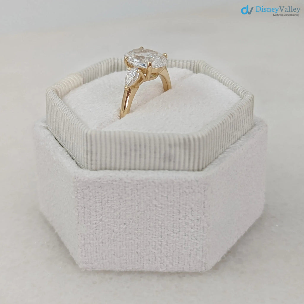 2.20 Carat Oval Diamond with Pear Side Diamonds cluster Engagement Ring - DisneyValley