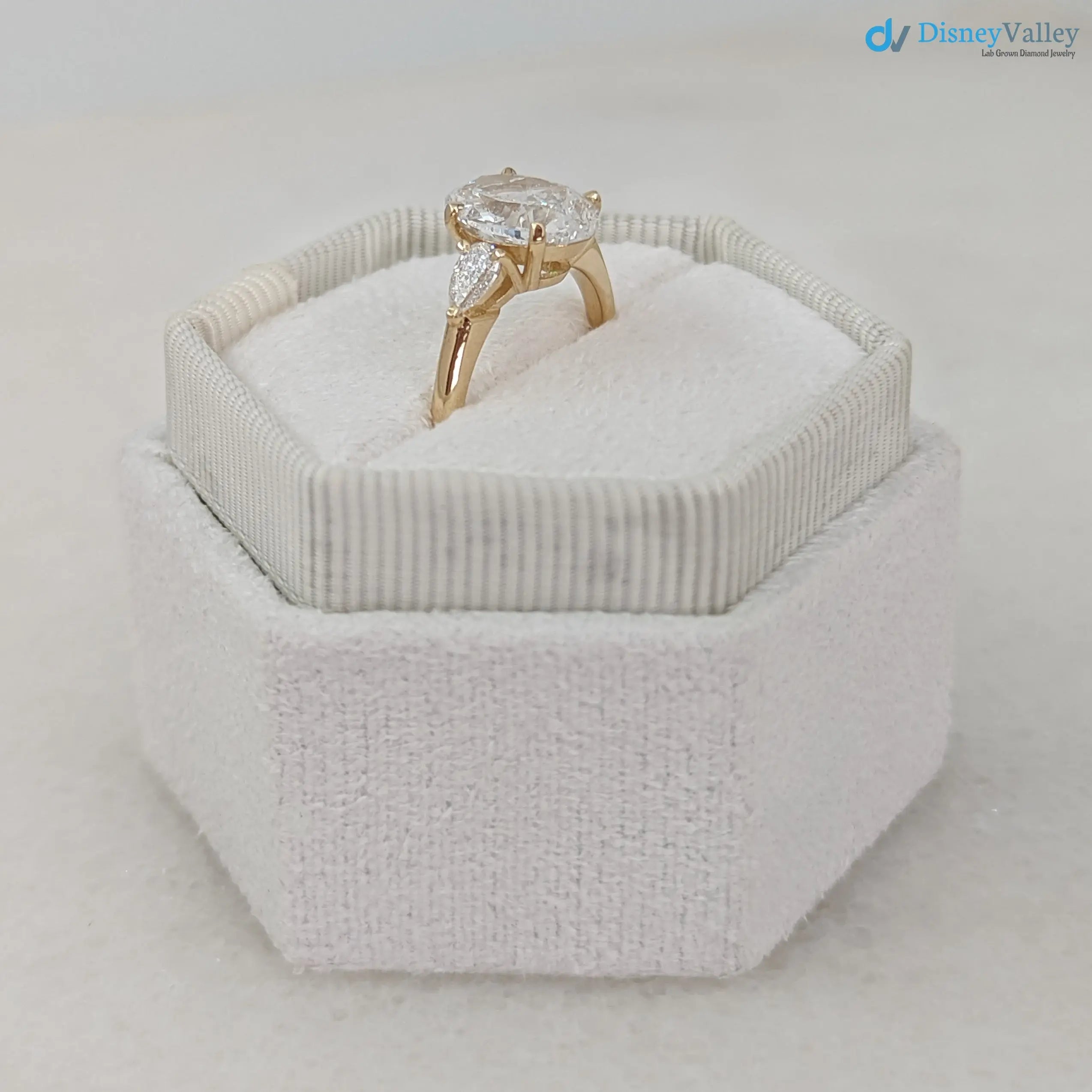 2.20 Carat Oval Diamond with Pear Side Diamonds cluster Engagement Ring - DisneyValley