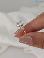 2.20 Carat Oval Diamond with Pear Side Diamonds cluster Engagement Ring - DisneyValley