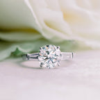 2.0 CT Round Brilliant Cut Moissanite Three Stones Engagement Ring