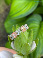 2.30ct Pink Emerald Cut and Pear Cluster Lab Grown Diamond Gold Band DisneyValley