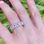 2.30ct Pink Emerald Cut and Pear Cluster Lab Grown Diamond Gold Band DisneyValley