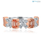 2.30ct Pink Emerald Cut and Pear Cluster Lab Grown Diamond Gold Band DisneyValley