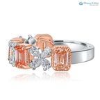 2.30ct Pink Emerald Cut and Pear Cluster Lab Grown Diamond Gold Band DisneyValley