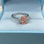 2.4 ct Radiant Cut Vivid Pink Lab Grown Diamond Engagement Ring DisneyValley