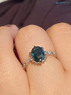 2.5 carat Peacock blue Sapphire oval cut lab grown Engagement Ring - DisneyValley