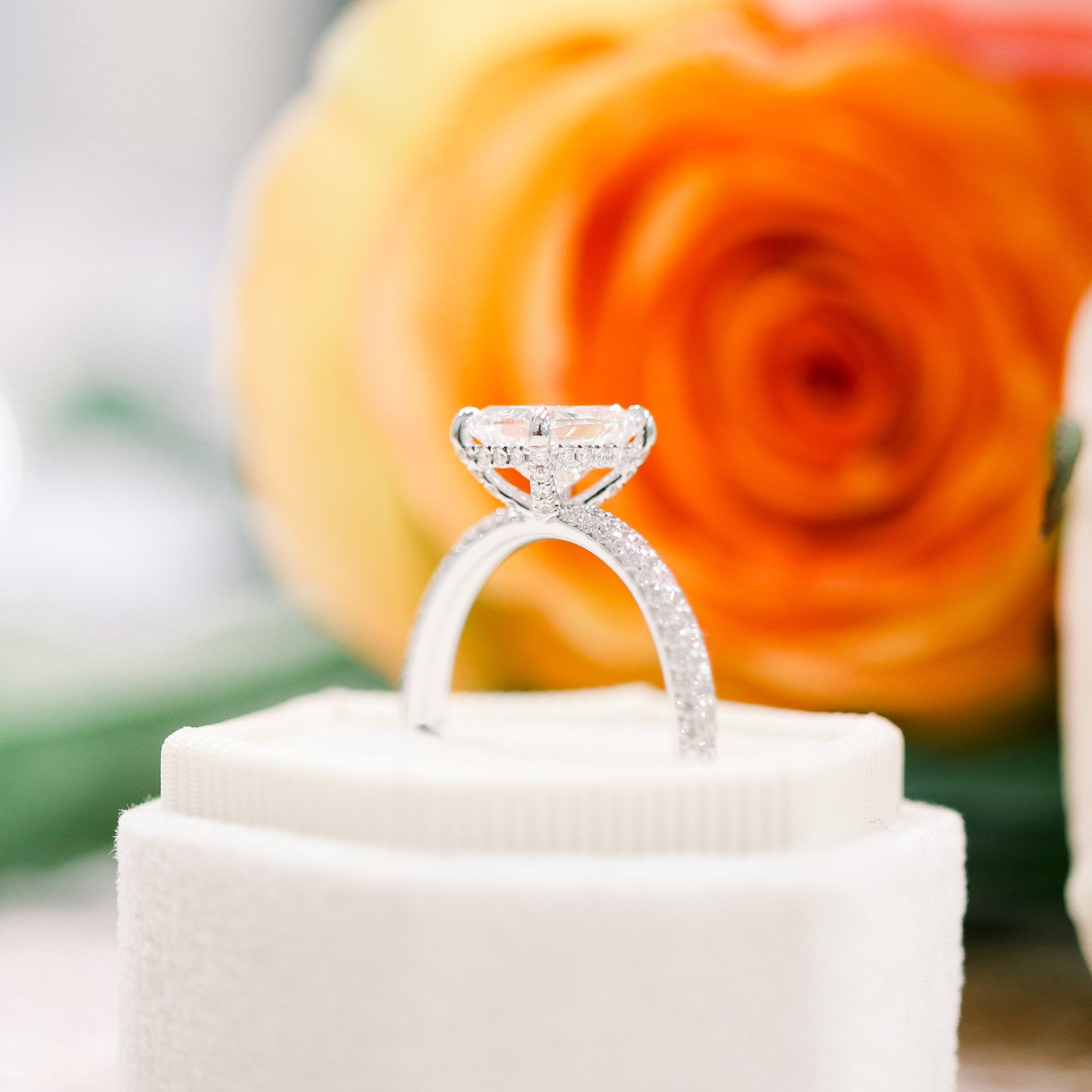 1.50 CT Oval Cut Moissanite Three Side Pave Setting Engagement Ring
